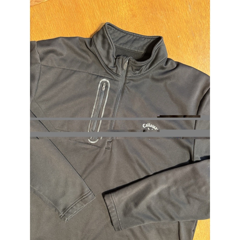 Callaway Golf Pullover Jacket XXL Black 1/4 Zip Fleece‎ Lined Stretch Pocket